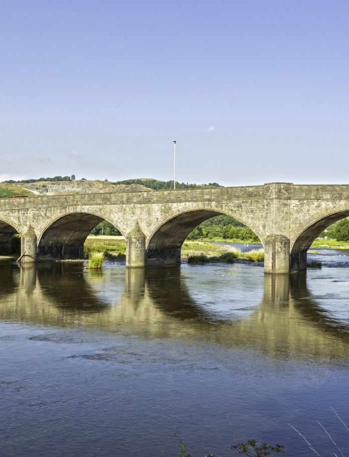 Stone bridge over river.