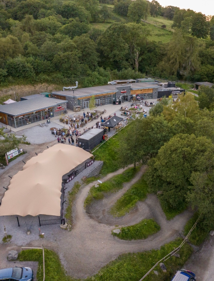 Golygfa o'r awyr o BikePark Cymru