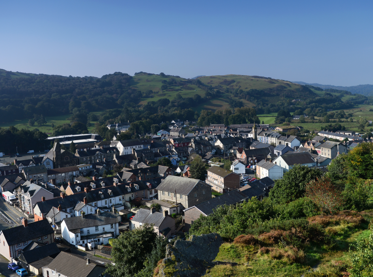 Machynlleth o’r awyr.