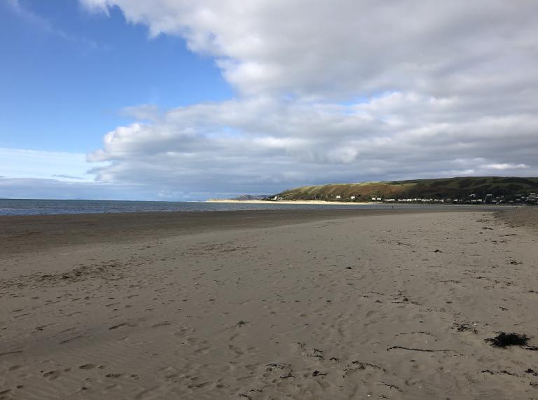 Ynyslas Beach with Aberdyfi in the background