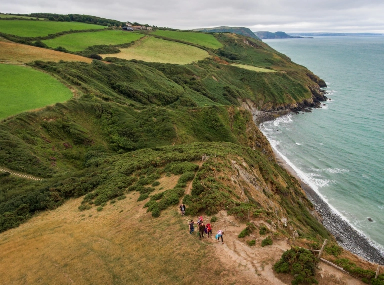 aerial view of coast at Cwmtydu.