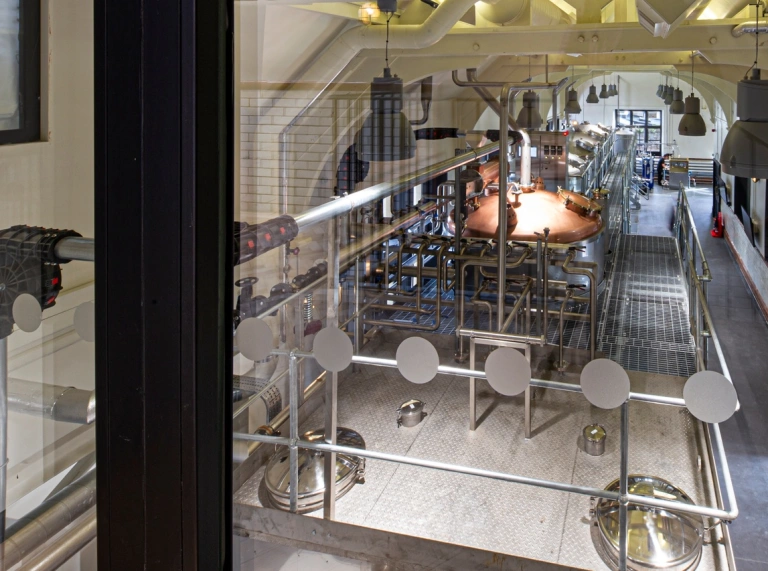 View of interior of modern whiskey distillery