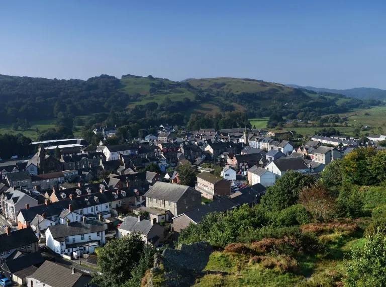 Machynlleth o’r awyr.