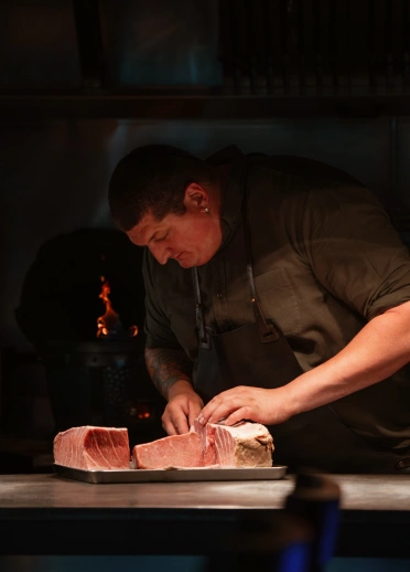 chef Gareth Ward preparing food.
