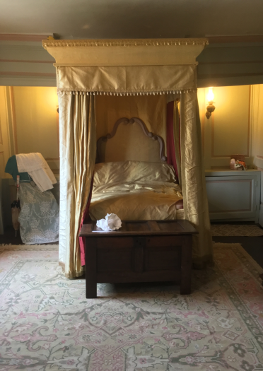 Georgian four poster bed in room at Nantclwyd Y Dre.