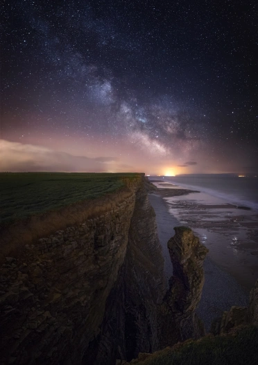 Milky Way above beach.
