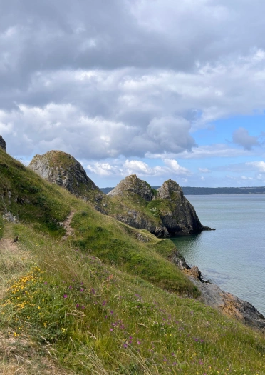 coast path and cliffs and sea.