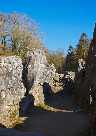 inside ancient burial chamber.