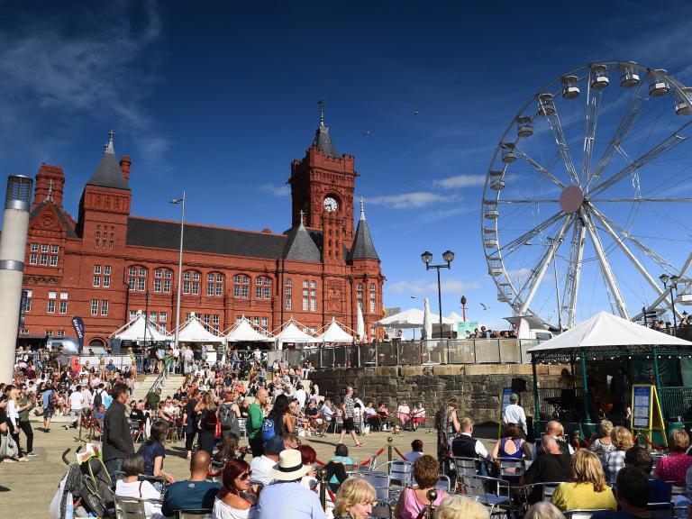 A crowd of people enjoying Cardiff Food Festival 