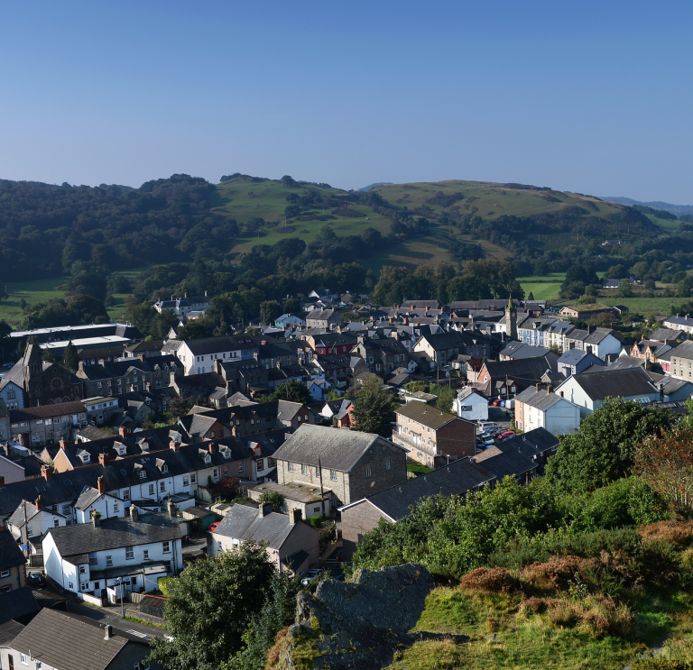 Machynlleth o’r awyr.