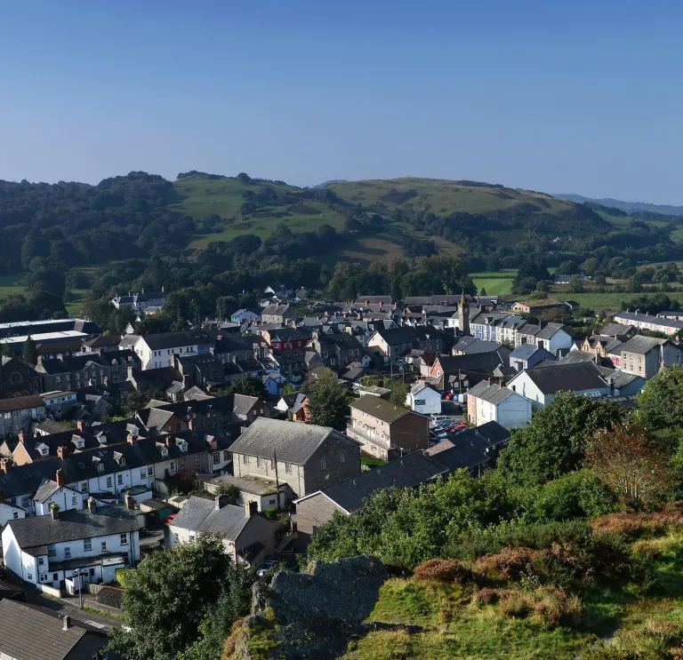 Machynlleth o’r awyr.