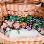 Wicker basket full of foraging finds 