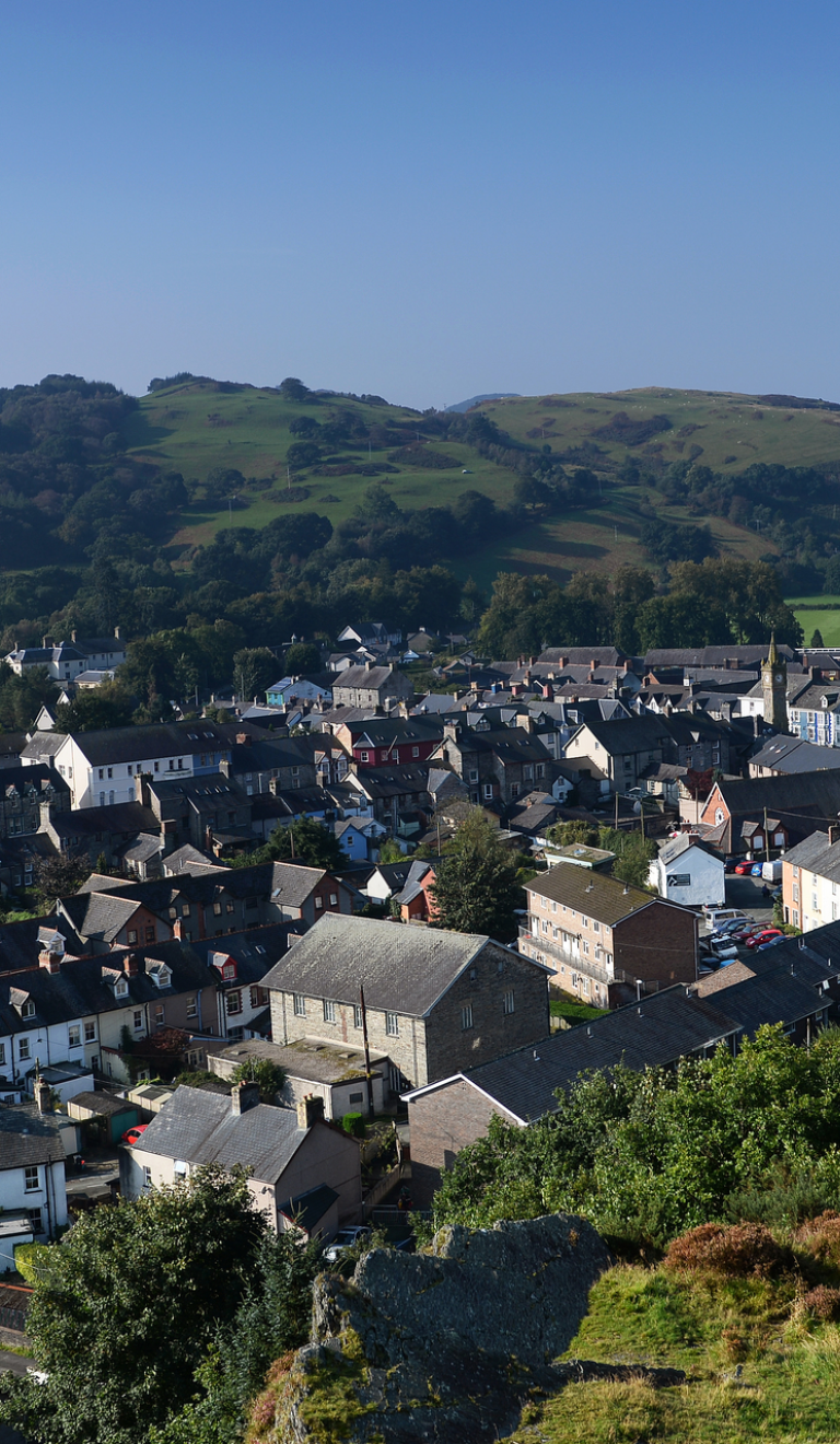 Machynlleth o’r awyr.